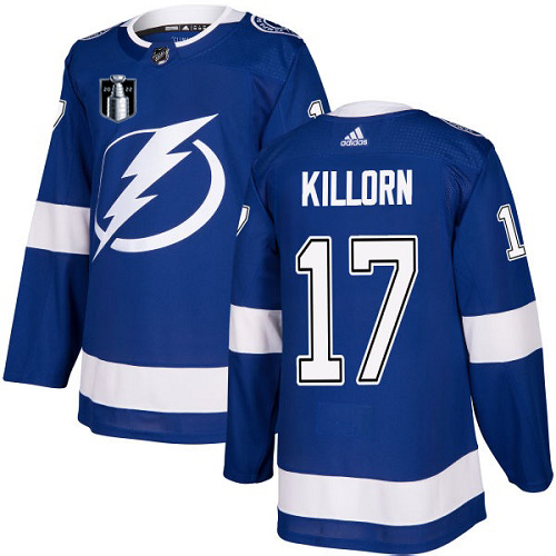 Tampa Bay Lightning #17 Alex Killorn Blue 2022 Stanley Cup Final Patch Home Authentic Stitched Jersey Men's cheap jerseys for sale - CheapJerseys.Shop