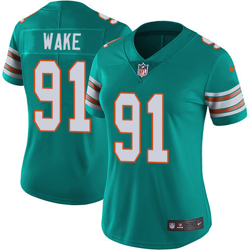 Miami Dolphins #91 Cameron Wake Aqua Green Alternate Women's Stitched Vapor Untouchable Limited Jersey Womens cheap jerseys for sale - CheapJerseys.Shop