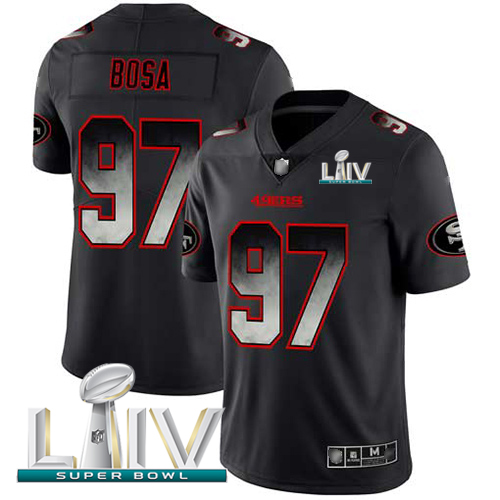 49ers #97 Nick Bosa Black Super Bowl LIV 2020 Men's Stitched Vapor Untouchable Limited Smoke Fashion Jersey cheap jerseys for sale - CheapJerseys.Shop