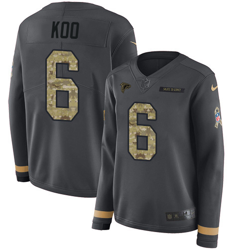 Falcons #6 Younghoe Koo Anthracite Salute To Service Stitched Women's Limited Therma Long Sleeve Jersey cheap jerseys for sale - CheapJerseys.Shop