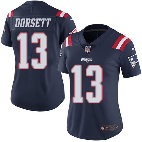 New England Patriots #13 Phillip Dorsett Navy Blue Women's Stitched Limited Rush Jersey Womens cheap jerseys for sale - CheapJerseys.Shop