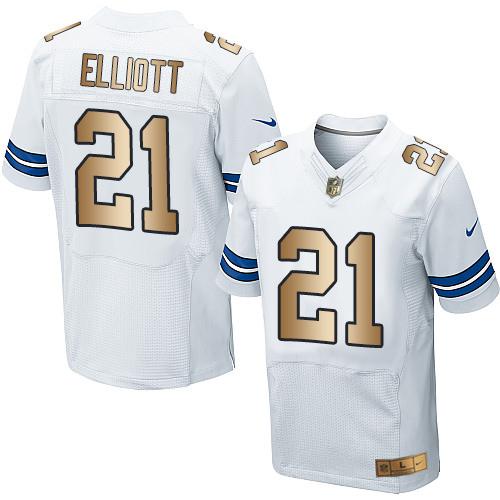 Cowboys #21 Ezekiel Elliott White Men's Stitched Elite Gold Jersey cheap jerseys for sale - CheapJerseys.Shop