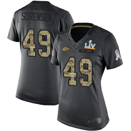 Kansas City Chiefs #49 Daniel Sorensen Black Women's Super Bowl LV Bound Stitched Limited 2016 Salute to Service Jersey Womens cheap jerseys for sale - CheapJerseys.Shop