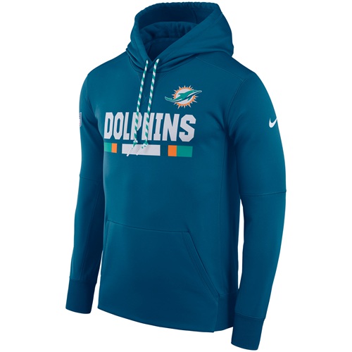 Men's Miami Dolphins Aqua Sideline ThermaFit Performance PO Hoodie cheap jerseys for sale - CheapJerseys.Shop