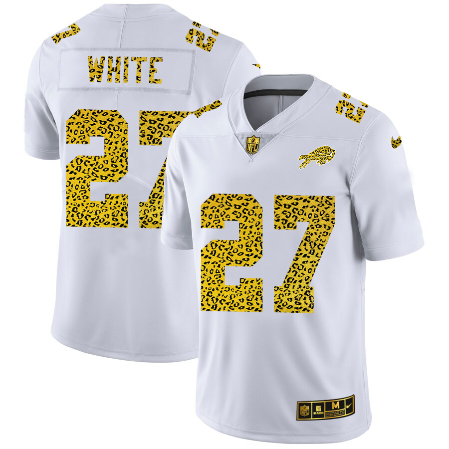Buffalo Bills #27 Tre'Davious White Men's Flocked Leopard Print Vapor Limited Jersey White cheap jerseys for sale - CheapJerseys.Shop