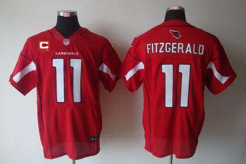 Cardinals #11 Larry Fitzgerald Red Team Color With C Patch Men's Stitched Elite Jersey cheap jerseys for sale - CheapJerseys.Shop