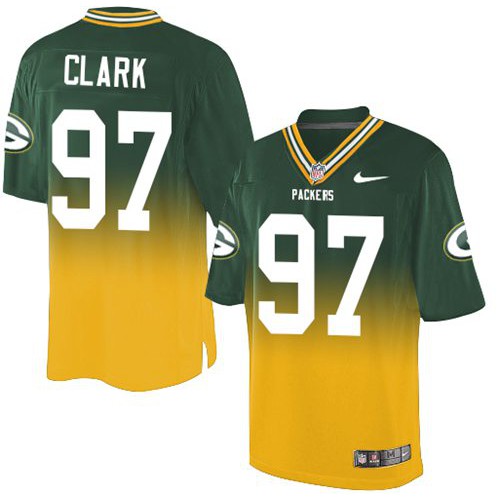 Green Bay Packers #97 Kenny Clark Green/Gold Men's Stitched Elite Fadeaway Fashion Jersey Men's cheap jerseys for sale - CheapJerseys.Shop