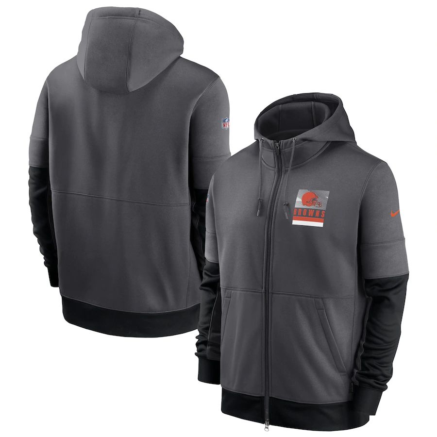 Cleveland Browns Sideline Impact Lockup Performance Full-Zip Hoodie Charcoal cheap jerseys for sale - CheapJerseys.Shop