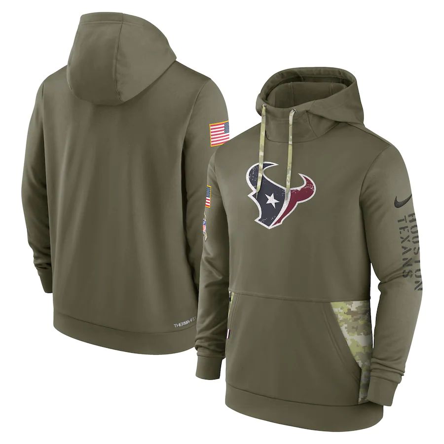 Houston Texans 2022 Salute To Service Therma Performance Pullover Hoodie - Olive cheap jerseys for sale - CheapJerseys.Shop