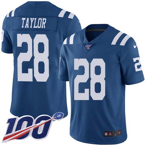 Colts #28 Jonathan Taylor Royal Blue Youth Stitched Limited Rush 100th Season Jersey cheap jerseys for sale - CheapJerseys.Shop