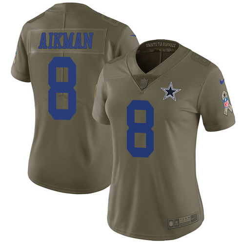 Dallas Cowboys #8 Troy Aikman Olive Women's Stitched Limited 2017 Salute to Service Jersey Womens cheap jerseys for sale - CheapJerseys.Shop