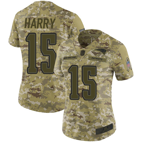 New England Patriots #15 N'Keal Harry Camo Women's Stitched Limited 2018 Salute to Service Jersey Womens cheap jerseys for sale - CheapJerseys.Shop