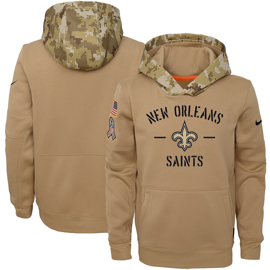 Youth New Orleans Saints Khaki 2019 Salute To Service Therma Pullover Hoodie cheap jerseys for sale - CheapJerseys.Shop
