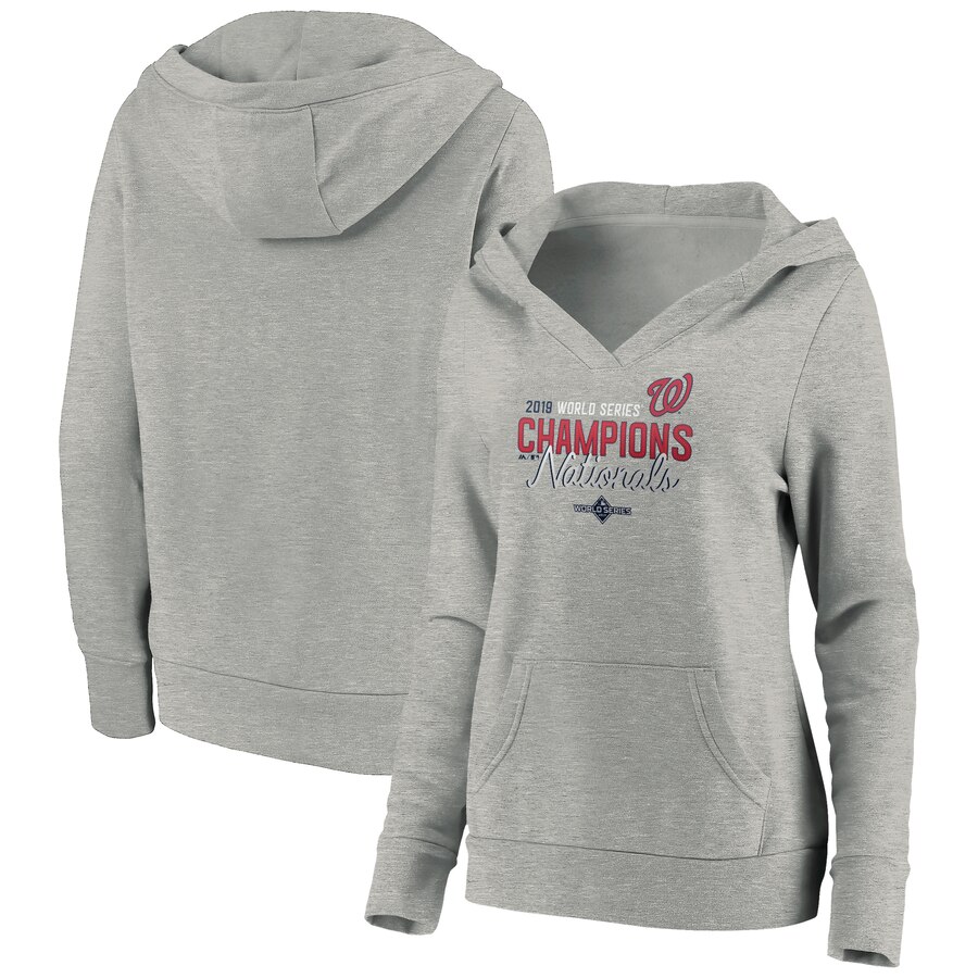 Washington Nationals Majestic Women's 2019 World Series Champions Deuces Pullover Hoodie Gray cheap jerseys for sale - CheapJerseys.Shop