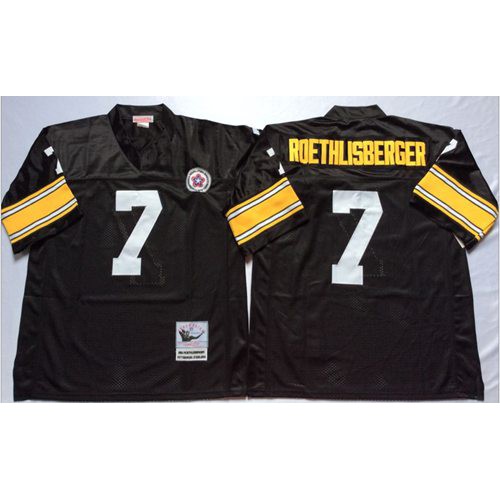 Mitchell And Ness Pittsburgh Steelers #7 Ben Roethlisberger Black Throwback Stitched Jersey Men's cheap jerseys for sale - CheapJerseys.Shop