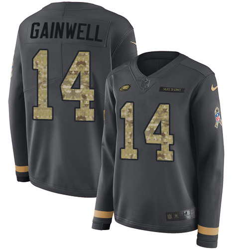 Eagles #14 Kenneth Gainwell Anthracite Salute To Service Women's Stitched Limited Therma Long Sleeve Jersey cheap jerseys for sale - CheapJerseys.Shop