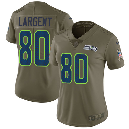 Seahawks #80 Steve Largent Olive Women's Stitched Limited 2017 Salute To Service Jersey cheap jerseys for sale - CheapJerseys.Shop