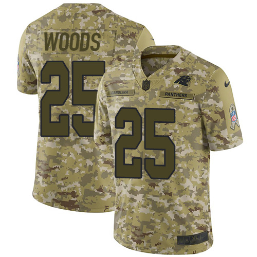 Panthers #25 Xavier Woods Camo Youth Stitched Limited 2018 Salute To Service Jersey cheap jerseys for sale - CheapJerseys.Shop