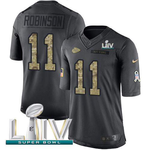 Kansas City Chiefs #11 Demarcus Robinson Black Super Bowl LIV 2020 Men's Stitched Limited 2016 Salute to Service Jersey Men's cheap jerseys for sale - CheapJerseys.Shop