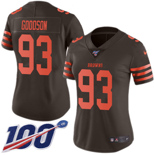 Cleveland Browns #93 B.J. Goodson Brown Women's Stitched Limited Rush 100th Season Jersey Womens cheap jerseys for sale - CheapJerseys.Shop