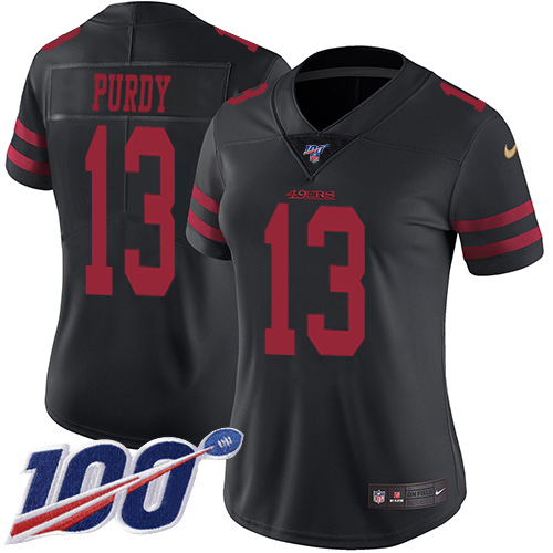 49ers #13 Brock Purdy Black Alternate Women's Stitched 100th Season Vapor Limited Jersey cheap jerseys for sale - CheapJerseys.Shop