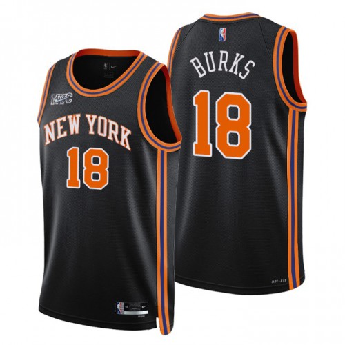 New York New York Knicks #18 Alec Burks Mens Black 2021/22 Swingman Jersey - City Edition Mens cheap jerseys for sale - CheapJerseys.Shop