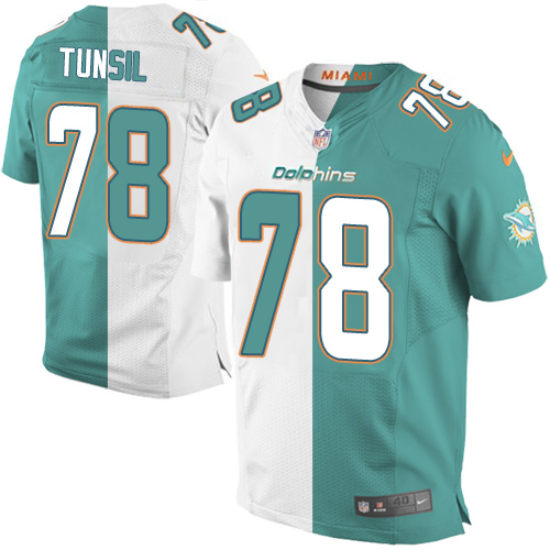 Miami Dolphins #78 Laremy Tunsil Aqua Green/White Men's Stitched Elite Split Jersey Men's cheap jerseys for sale - CheapJerseys.Shop