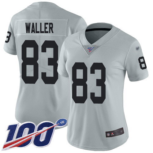 Raiders #83 Darren Waller Silver Women's Stitched Limited Inverted Legend 100th Season Jersey cheap jerseys for sale - CheapJerseys.Shop