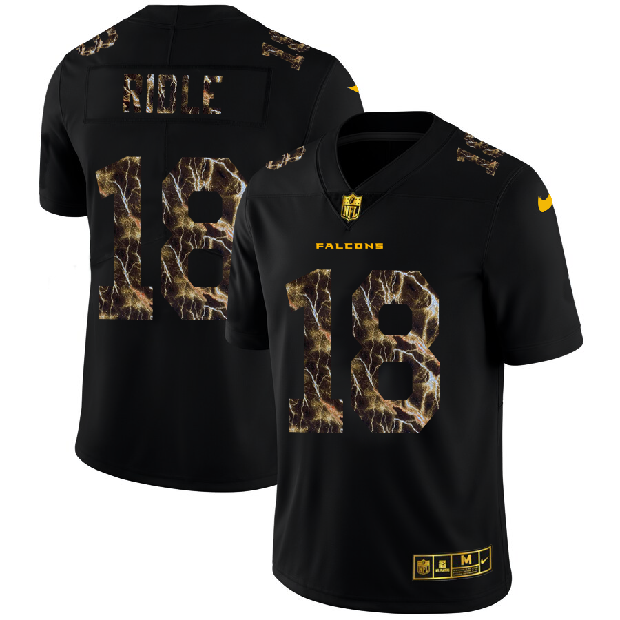 Atlanta Falcons #18 Calvin Ridley Men's Black Flocked Lightning Vapor Limited Jersey cheap jerseys for sale - CheapJerseys.Shop
