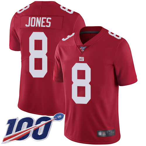 Giants #8 Daniel Jones Red Alternate Men's Stitched 100th Season Vapor Limited Jersey cheap jerseys for sale - CheapJerseys.Shop