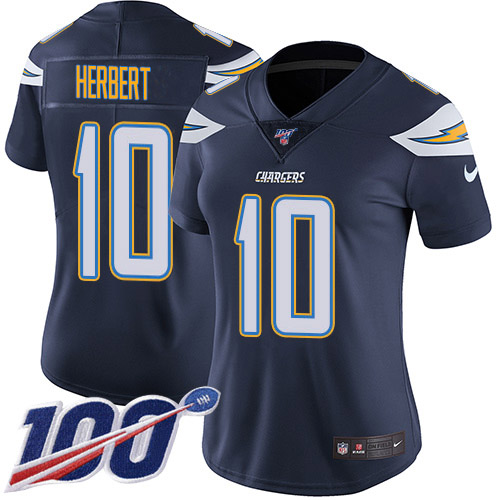 Chargers #10 Justin Herbert Navy Blue Team Color Women's Stitched 100th Season Vapor Untouchable Limited Jersey cheap jerseys for sale - CheapJerseys.Shop