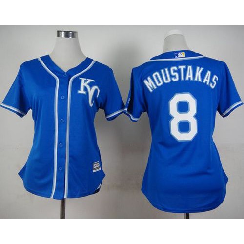 Kansas City Royals #8 Mike Moustakas Blue Alternate 2 Women's Stitched Jersey Womens cheap jerseys for sale - CheapJerseys.Shop