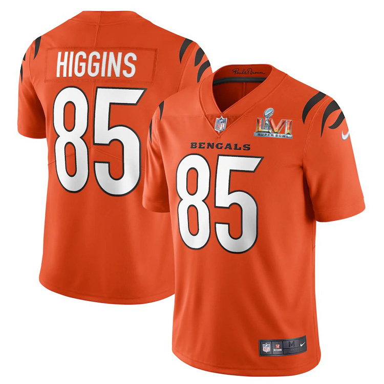 Cincinnati Bengals #85 Tee Higgins Orange Super Bowl LVI Patch Men's Alternate Vapor Limited Jersey cheap jerseys for sale - CheapJerseys.Shop