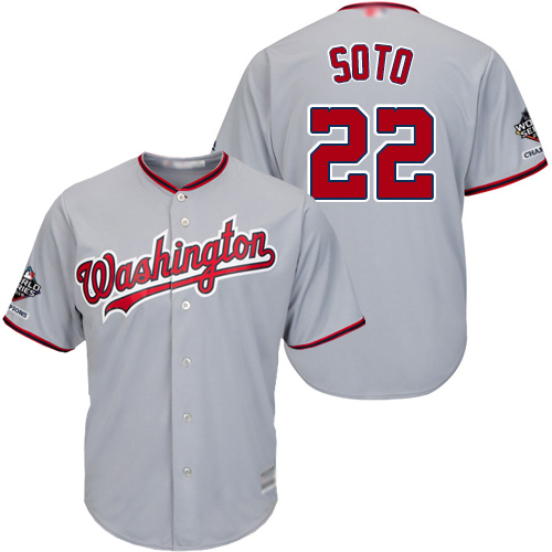 Washington Nationals #22 Juan Soto Grey Cool Base 2019 World Series Champions Stitched Youth Jersey Youth cheap jerseys for sale - CheapJerseys.Shop