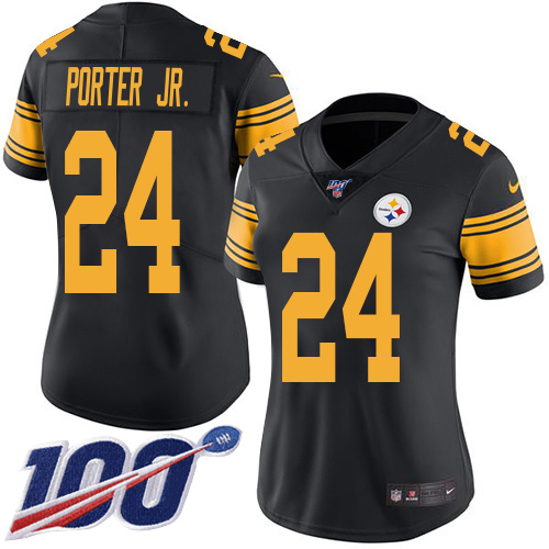 Steelers #24 Joey Porter Jr. Black Women's Stitched Limited Rush 100th Season Jersey cheap jerseys for sale - CheapJerseys.Shop