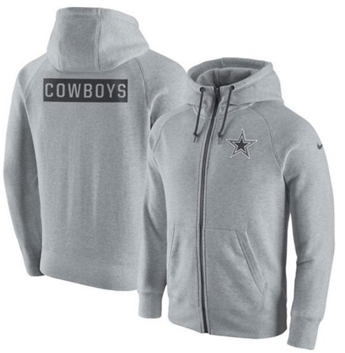 Men's Dallas Cowboys Ash Gridiron Gray 2.0 Full-Zip Hoodie cheap jerseys for sale - CheapJerseys.Shop