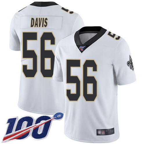 New Orleans Saints #56 DeMario Davis White Men's Stitched 100th Season Vapor Limited Jersey Men's cheap jerseys for sale - CheapJerseys.Shop