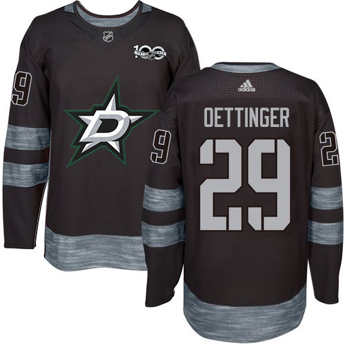 Dallas Stars #29 Jake Oettinger Black 1917-2017 100th Anniversary Stitched Jersey Men's cheap jerseys for sale - CheapJerseys.Shop