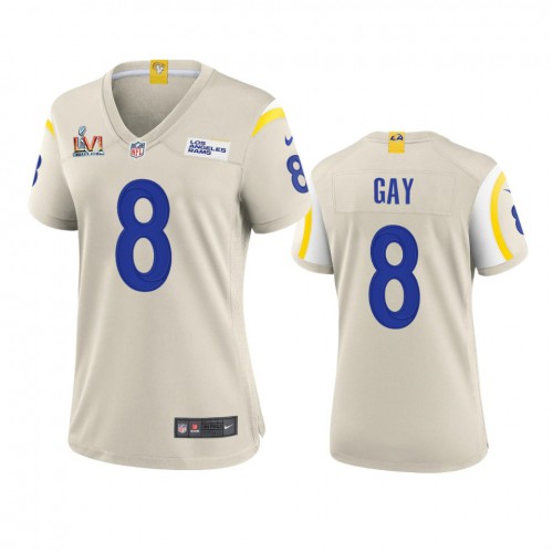 Los Angeles Los Angeles Rams #8 Matt Gay Women's Super Bowl LVI Patch Game Jersey - Bone Womens cheap jerseys for sale - CheapJerseys.Shop
