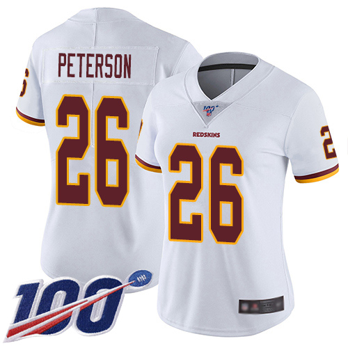 Washington Commanders #26 Adrian Peterson White Women's Stitched 100th Season Vapor Limited Jersey Womens cheap jerseys for sale - CheapJerseys.Shop