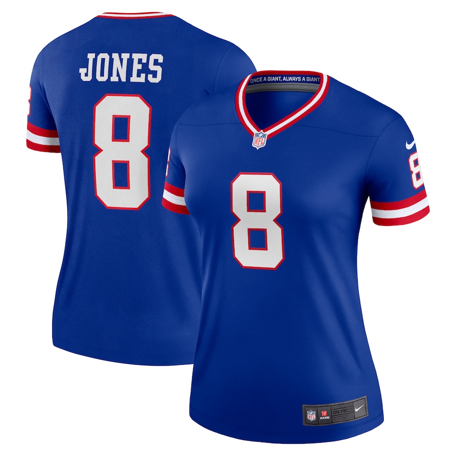 New York Giants #8 Daniel Jones Royal Women's Royal Classic Player Legend Jersey cheap jerseys for sale - CheapJerseys.Shop