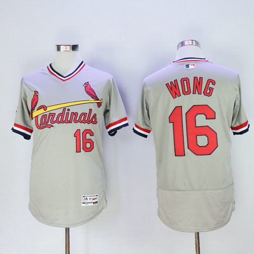 St.Louis Cardinals #16 Kolten Wong Grey Flexbase Authentic Collection Cooperstown Stitched Jersey Men's cheap jerseys for sale - CheapJerseys.Shop