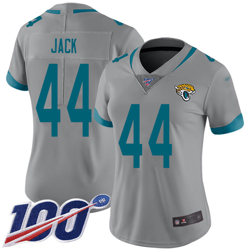 Jacksonville Jaguars #44 Myles Jack Silver Women's Stitched Limited Inverted Legend 100th Season Jersey Womens cheap jerseys for sale - CheapJerseys.Shop