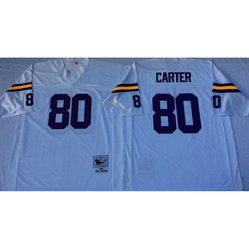 Mitchell And Ness Minnesota Vikings #80 Cris Carter White Throwback Stitched Jersey Men's cheap jerseys for sale - CheapJerseys.Shop