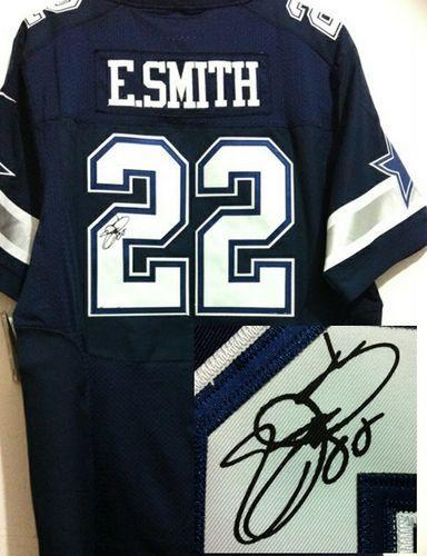 Cowboys #22 Emmitt Smith Navy Blue Team Color Men's Stitched Elite Autographed Jersey cheap jerseys for sale - CheapJerseys.Shop