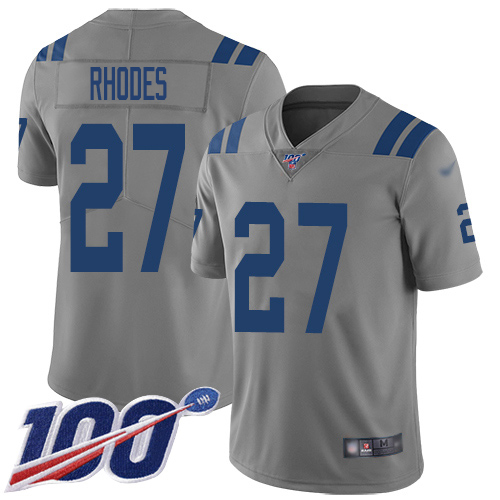 Indianapolis Colts #27 Xavier Rhodes Gray Men's Stitched Limited Inverted Legend 100th Season Jersey Men's cheap jerseys for sale - CheapJerseys.Shop