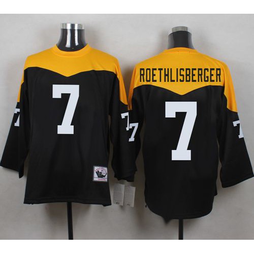 Mitchell And Ness 1967 Pittsburgh Steelers #7 Ben Roethlisberger Black/Yelllow Throwback Men's Stitched Jersey Men's cheap jerseys for sale - CheapJerseys.Shop