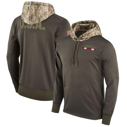 Men's Arizona Cardinals Olive Salute To Service Sideline Therma Pullover Hoodie cheap jerseys for sale - CheapJerseys.Shop