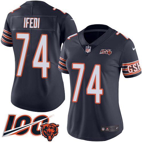 Chicago Bears #74 Germain Ifedi Navy Blue Team Color Women's Stitched 100th Season Vapor Untouchable Limited Jersey Womens cheap jerseys for sale - CheapJerseys.Shop