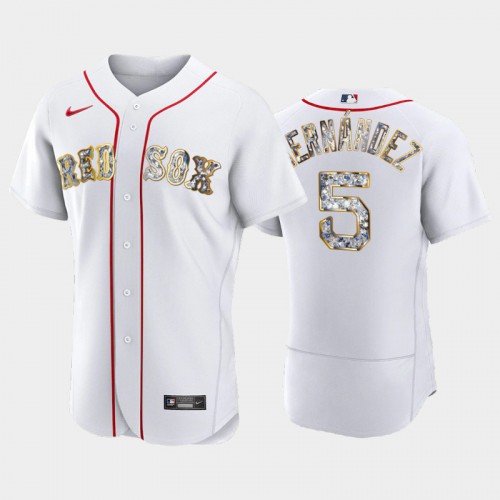 Boston Boston Red Sox #5 Kike Hernandez Men's Diamond Edition Jersey - White Men's cheap jerseys for sale - CheapJerseys.Shop